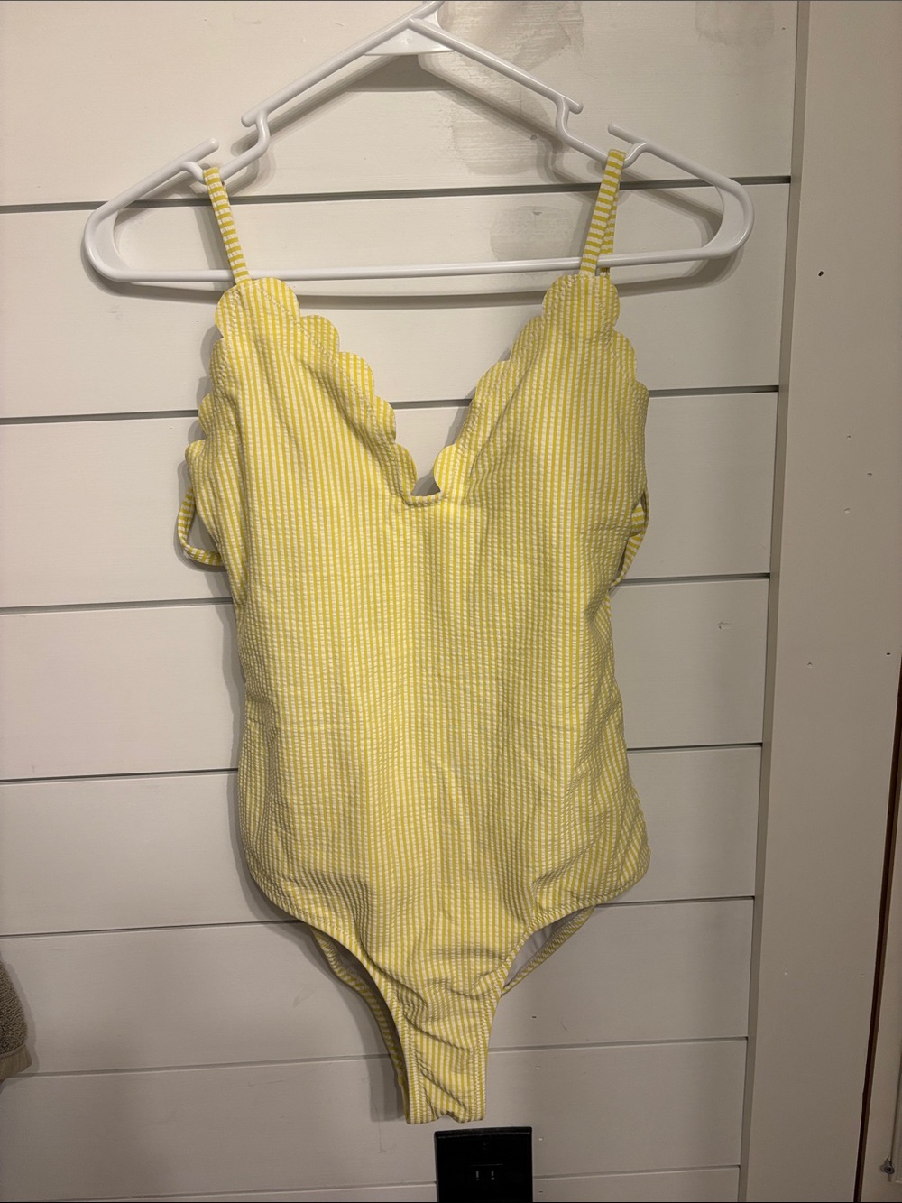 Jessica Simpson Yellow Scalloped One-Piece Swimsuit